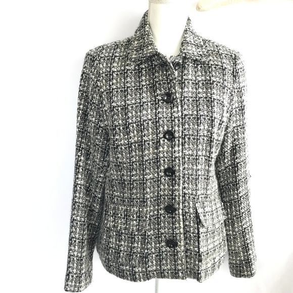 Croft & Barrow Black/White/Gray Tweed Blazer - Picture 1 of 16